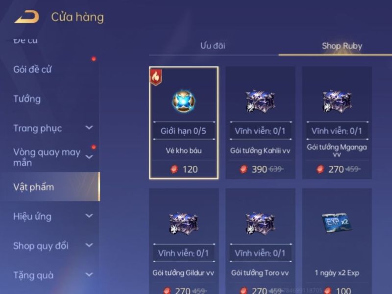 Hướng dẫn cách đổi ruby lấy quân huy gián tiếp bằng vé quay kho báu