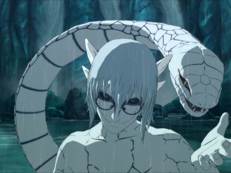 Sau khi hoàn toàn đồng hóa cơ thể Orochimaru, Kabuto hóa thân thành "rồng trắng"